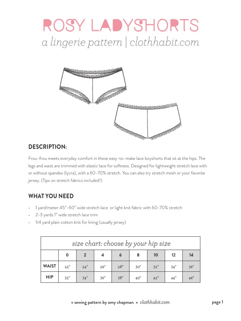 Clothhabit Rosy Ladyshorts | PDF | Seam (Sewing) | Clothing
