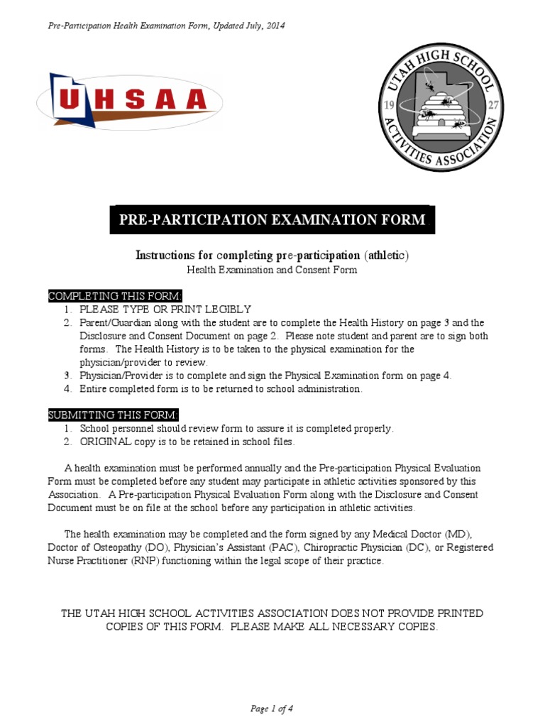 Pre Participation Medical Form | PDF | Physician | Allergy