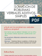 La Resolución de Problemas Verbales Aditivos Simples