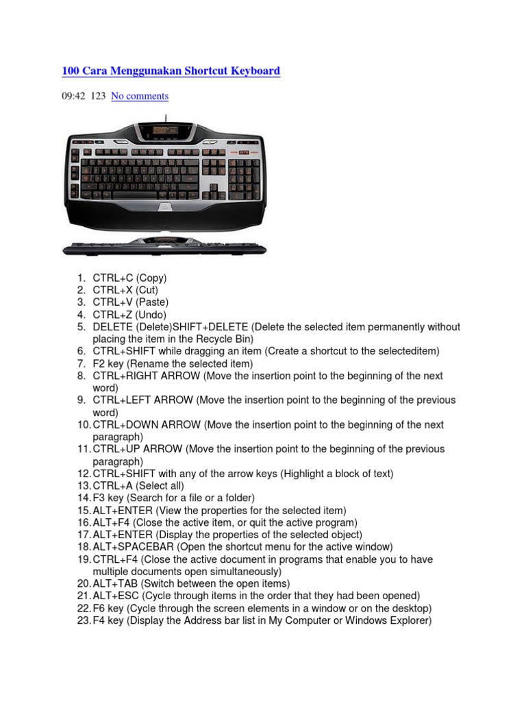 100 Keyboard Shortcut Tips | PDF | System Software | Graphical User ...