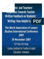 Students and Teachers Responses Towards Teacher Written Feedback On Students Writing: How Helpful Is It?