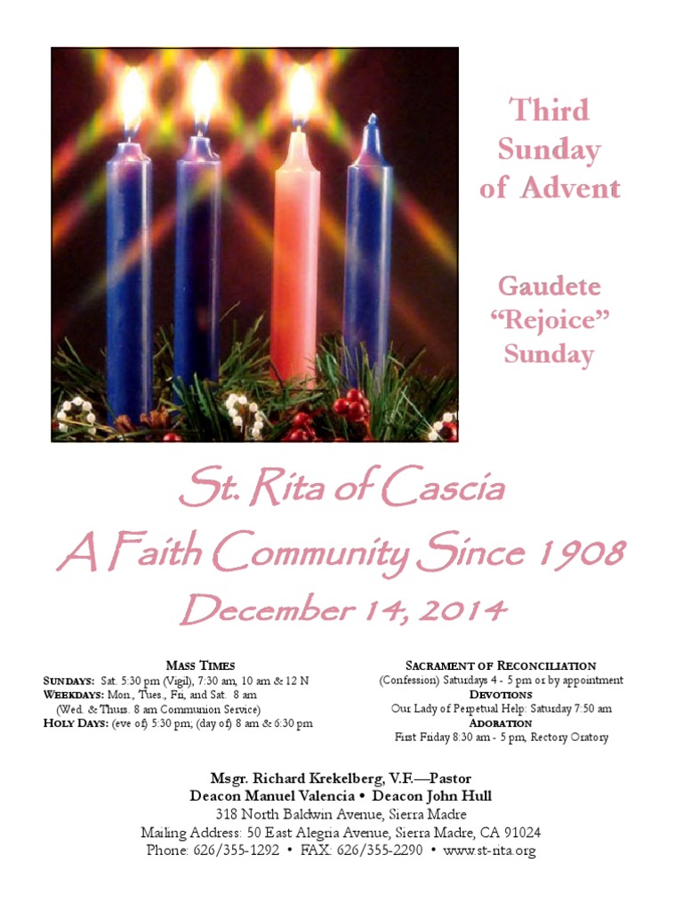 St. Rita Parish Bulletin 12/14/2014 Advent Eucharist