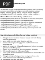 Marketing Assistant Job Description