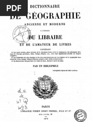Dictionnaire De Geographie Ancienne Et Moderne Noms Bnf