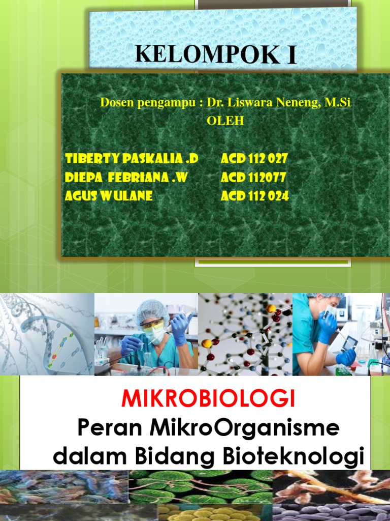 KELOMPOK I  Peran Mikroorganisme Dalam Bioteknologi