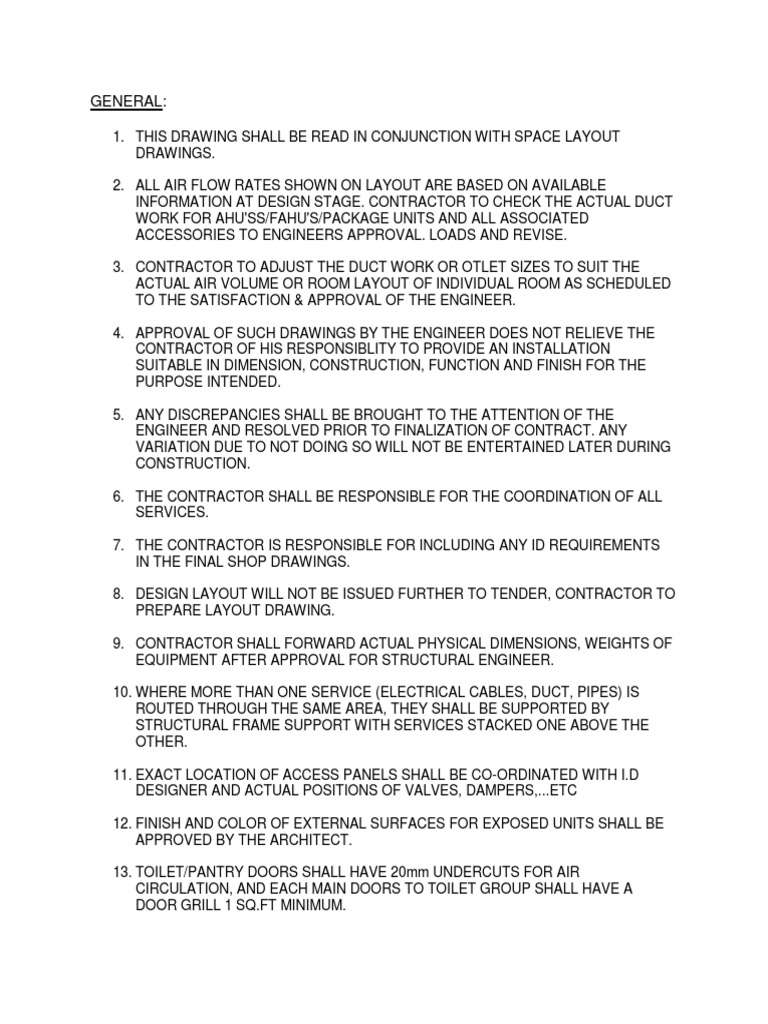 General Notes hvac Duct (Flow) Home Appliance