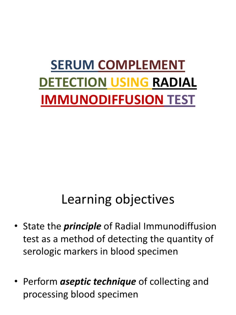 Serum Complement Detection Using Radial Immunodiffusion Test PDF