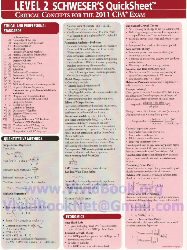 CFA L2 Quicksheet | PDF