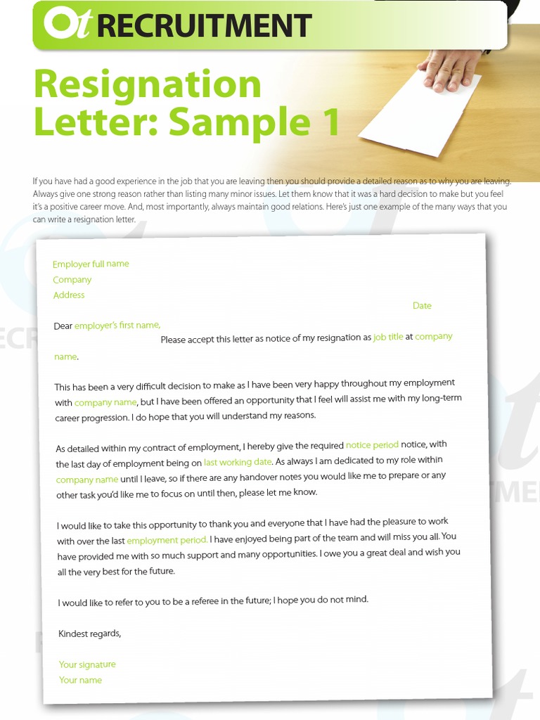 Resignation Letter: Sample 1: Recruitment | PDF | Career & Growth | Law