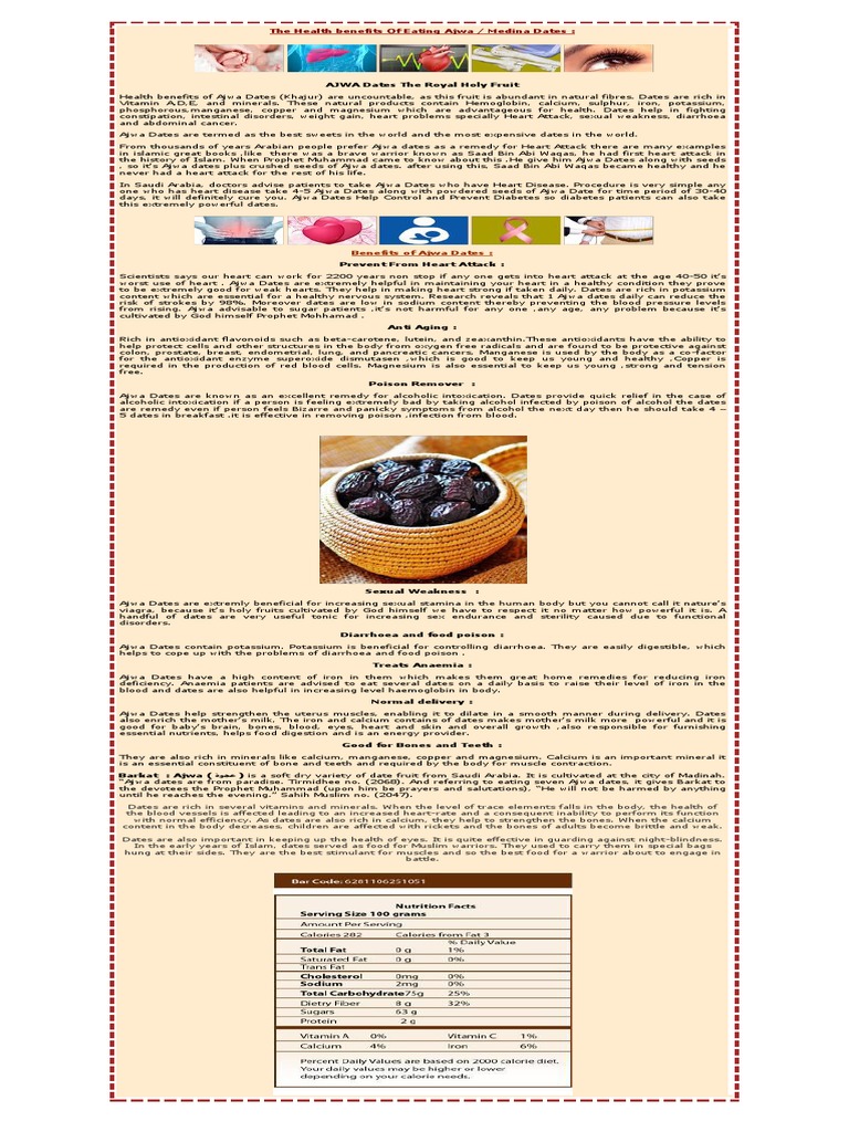 Benefits of Ajwa Dates. Antioxidant Heart