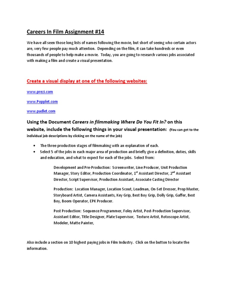 Film Industry Jobs | PDF