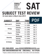 SAT Subject Test Flyer For May-June 2015