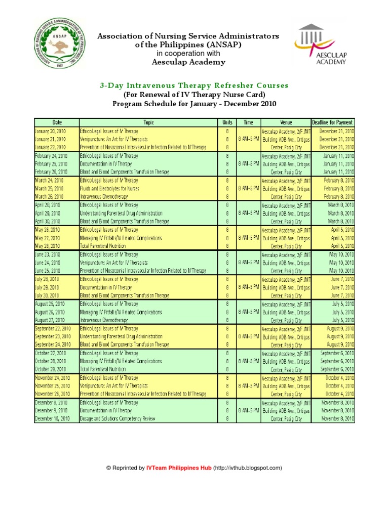 2010 IVT Refresher Courses | PDF | Intravenous Therapy | Nursing