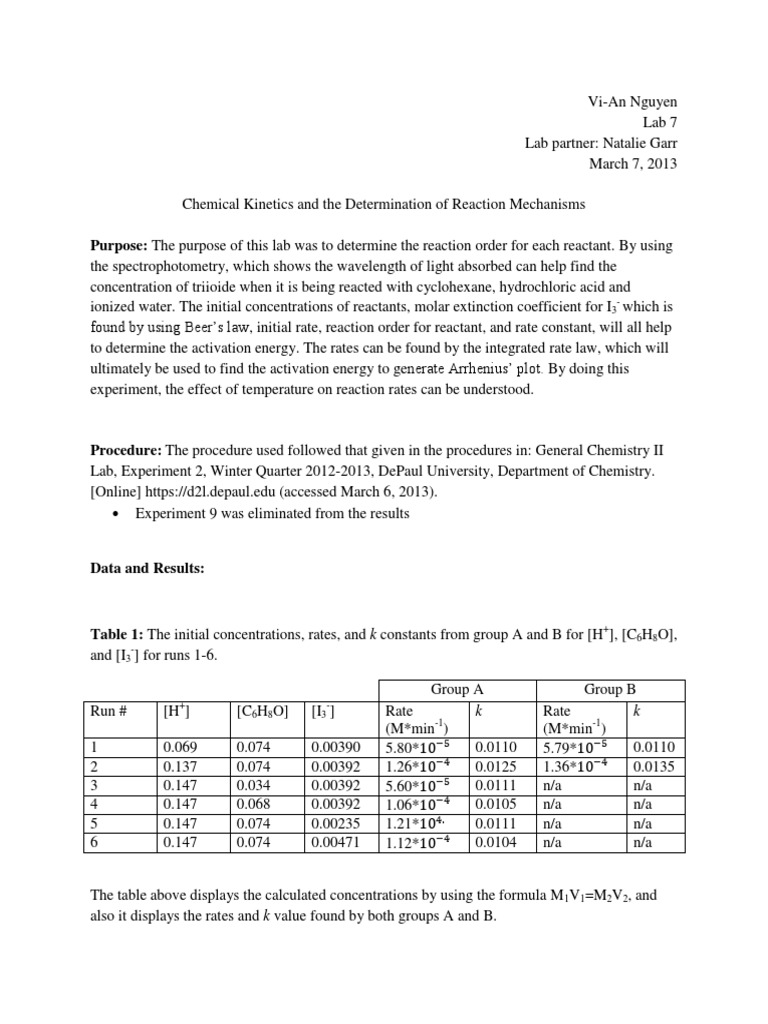 Lab 7 | PDF | Activation Energy | Reaction Rate