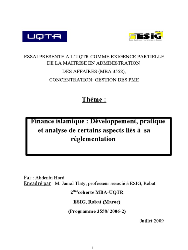 Lettre De Motivation Finance Islamique