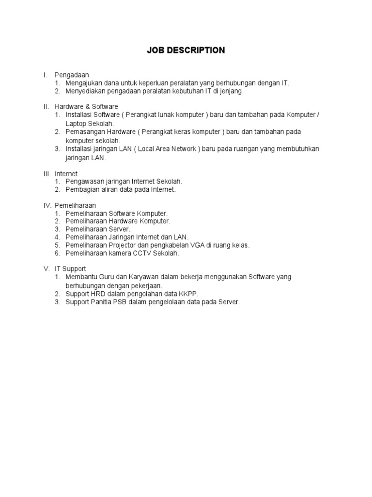 Job Desc It | PDF