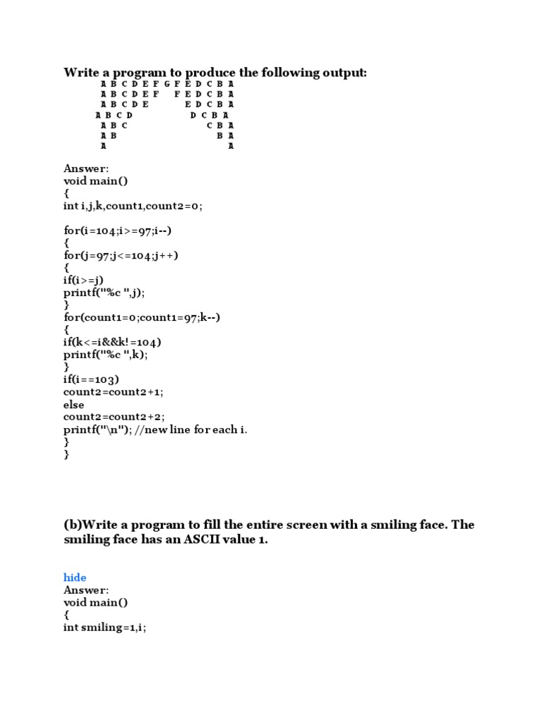 Write A Program To Produce The Following Output | PDF