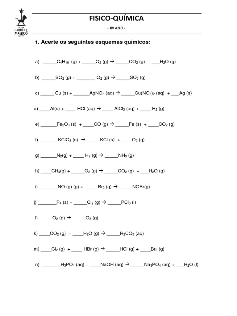 Acerto de Equações Químicas | PDF