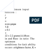 Optimum input tension and run-in ratio analysis