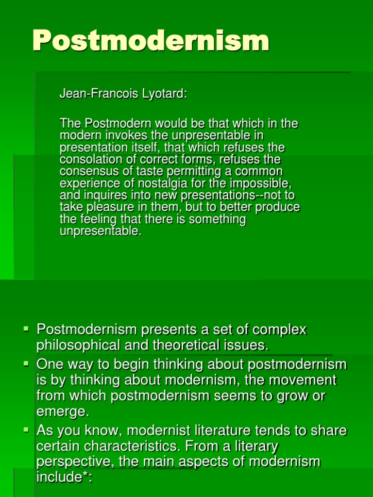 Postmodernism PP General | PDF | Postmodernism | Modernism