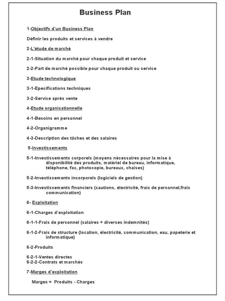 Modèle De Business Plan Gratuit Doc Business Plan Modele