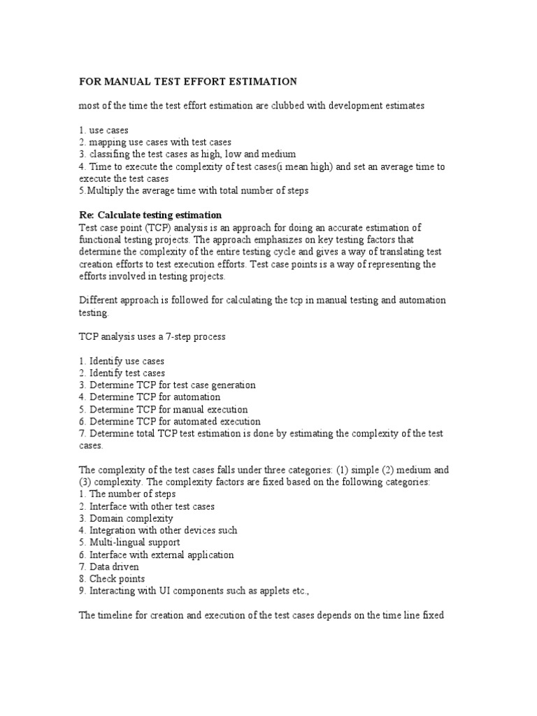 For Manual Test Effort Estimation | PDF | Software Testing | Systems Theory