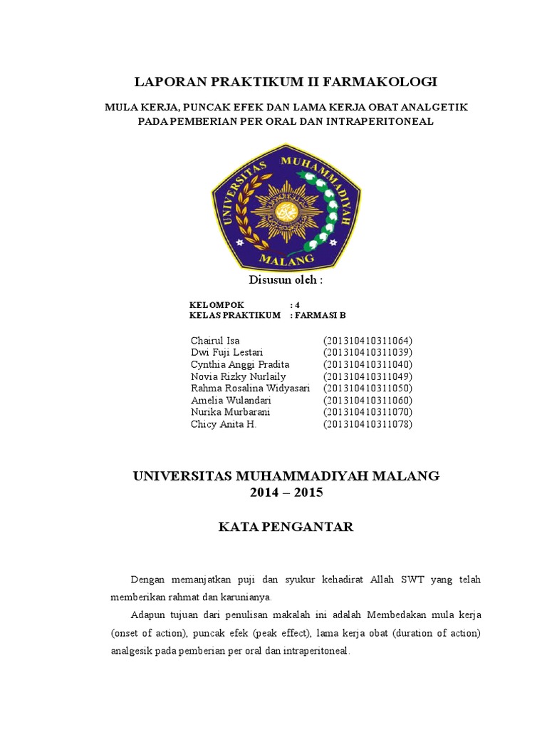 FARMAKOLOGI MULA KERJA PUNCAK EFEK DAN LAMA KERJA OBAT FARMAKOLOGI MULA KERJA PUNCAK EFEK DAN LAMA KERJA OBAT