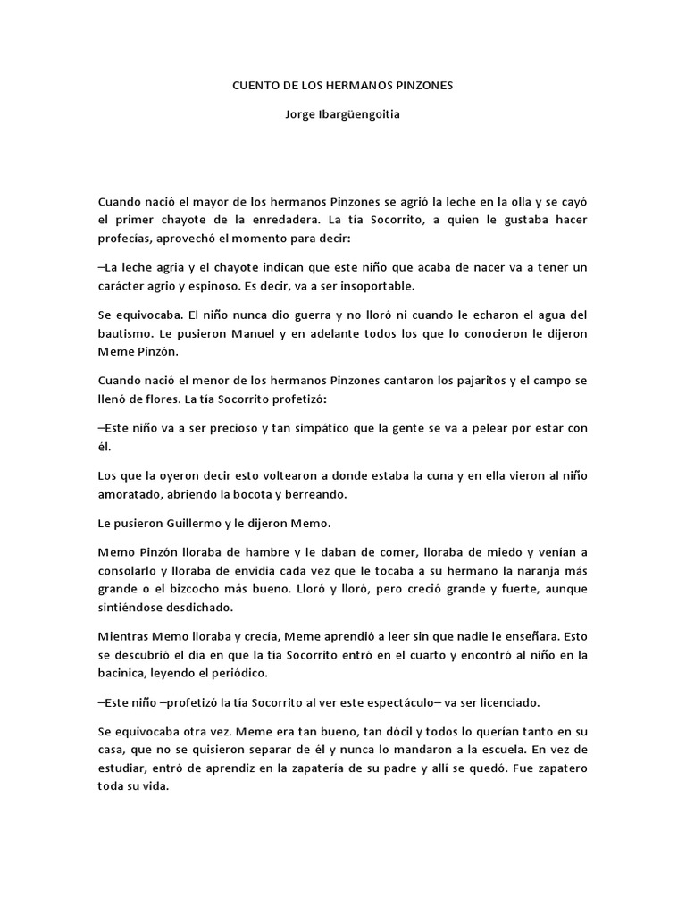 Cuento de los Hermanos Pinzón | PDF