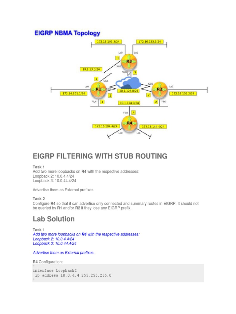 Lab Eigrp Stub | Router (Computing) | Ip Address