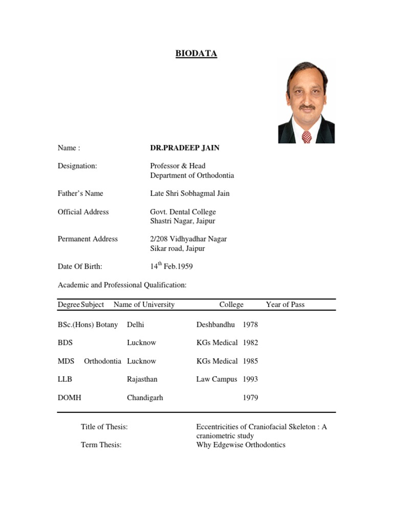 Dr Pradeep Jain Pdf Orthodontics Dental Degree