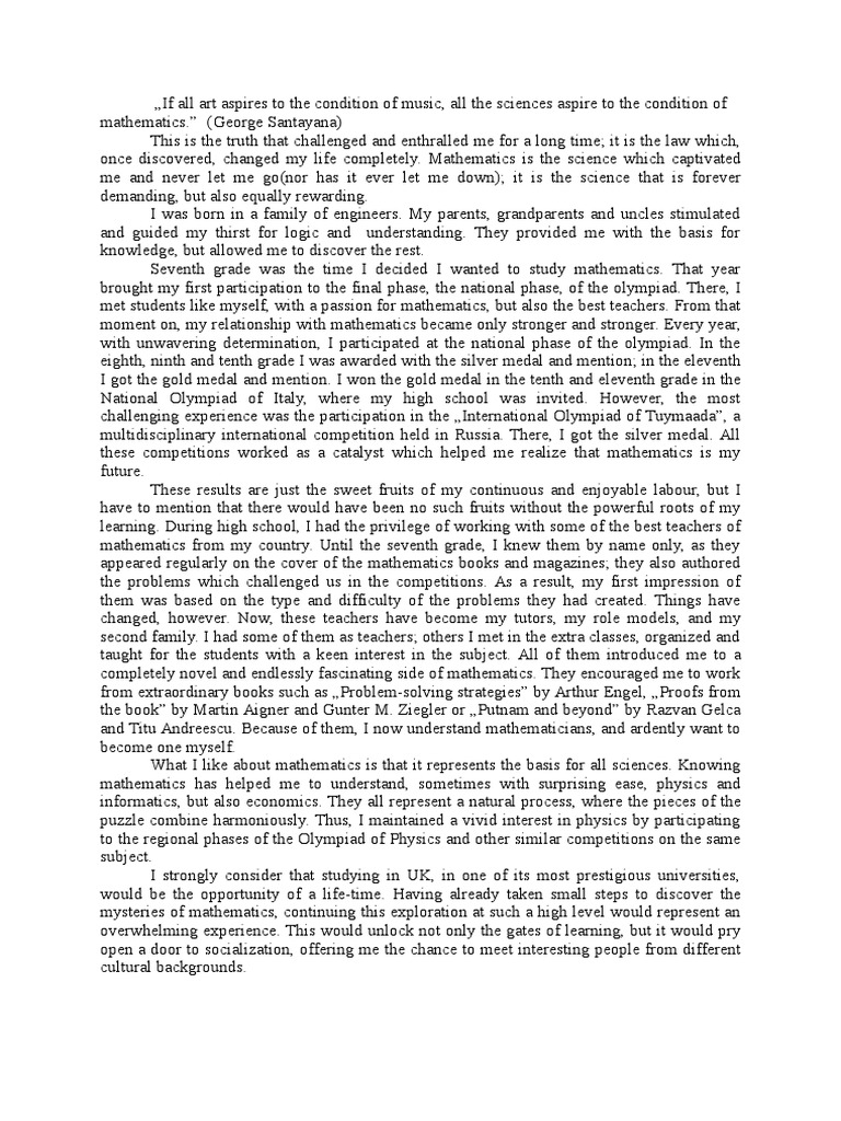 Mathematics and statistics personal statement examples image