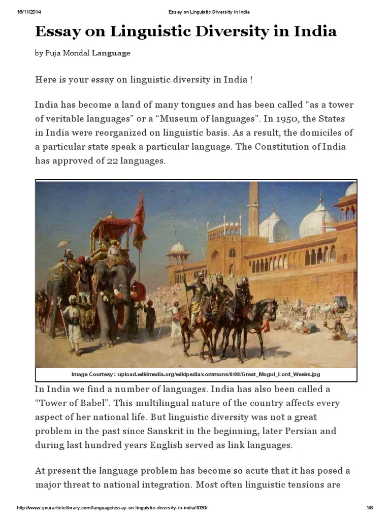 essay on linguistic diversity in india