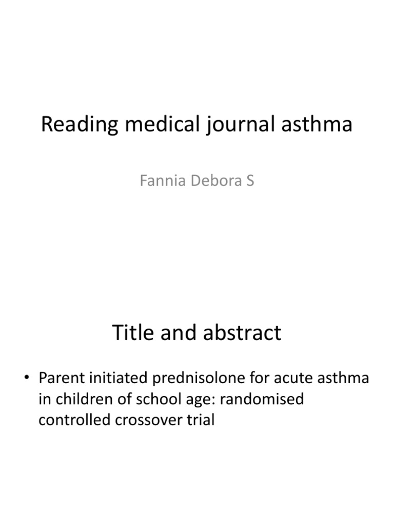 Reading Medical Journal Asthma PDF Asthma Placebo