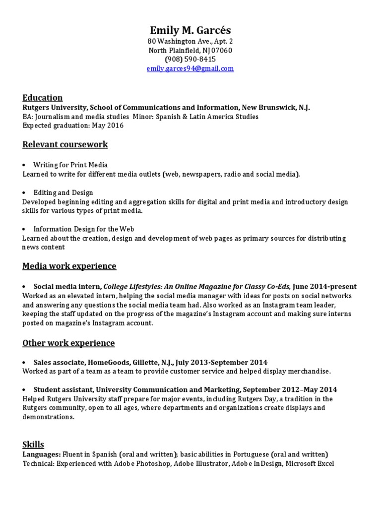 Emily Garcés: Media and Communications Profile | PDF