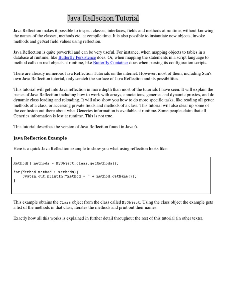  Java Reflection Tutorial pdf Class Computer Programming 