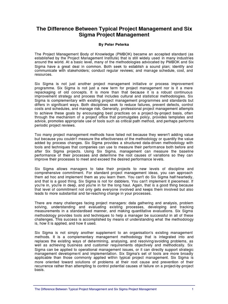 Project Management Six Sigma Project Management | PDF | Project ...