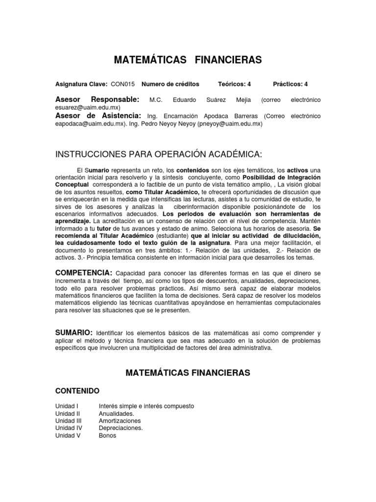 Matematicas Financieras | PDF