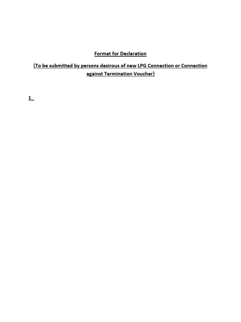Format For Declaration (To Be Submitted by Persons Desirous of New LPG ...