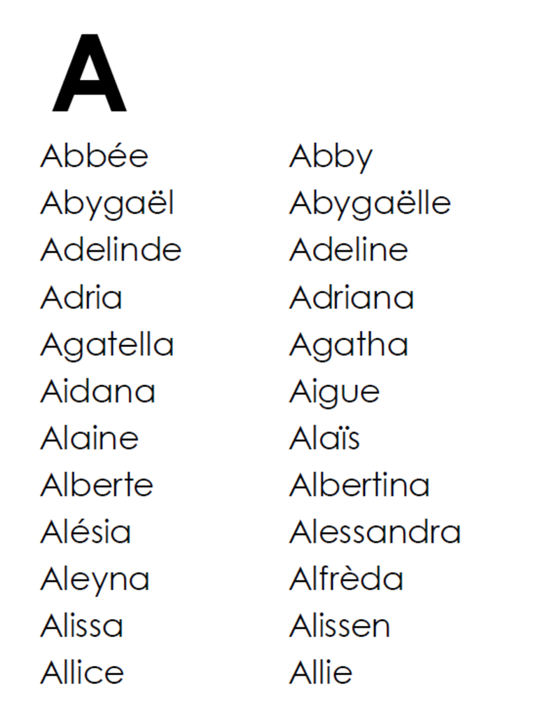 Liste De Prenoms Pour Fille Pdf La Nature
