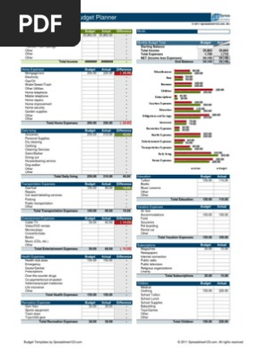 Household Monthly Budget Spreadsheet