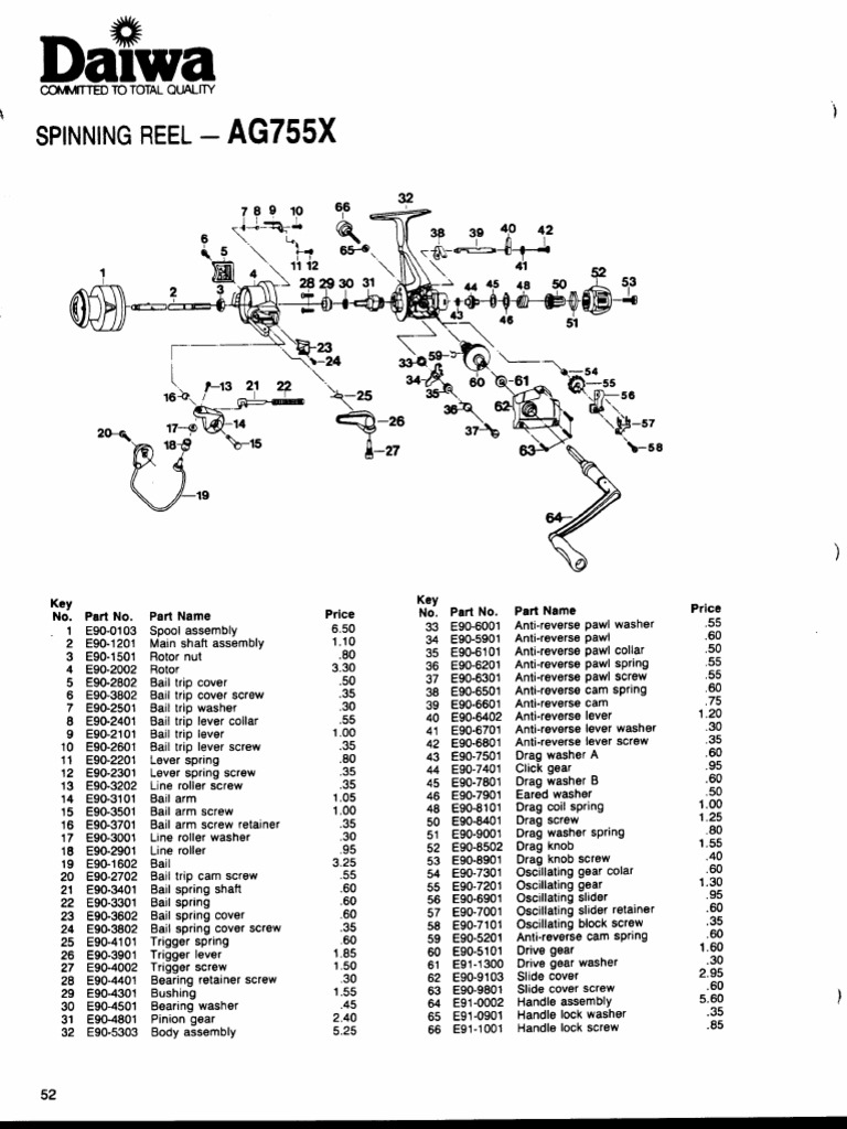 Daiwa Ppinning Reel-AG755X Parts and Assembly