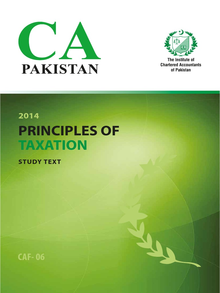 Principles of Taxation Caf 06 Icap Study Pack Taxes Tax