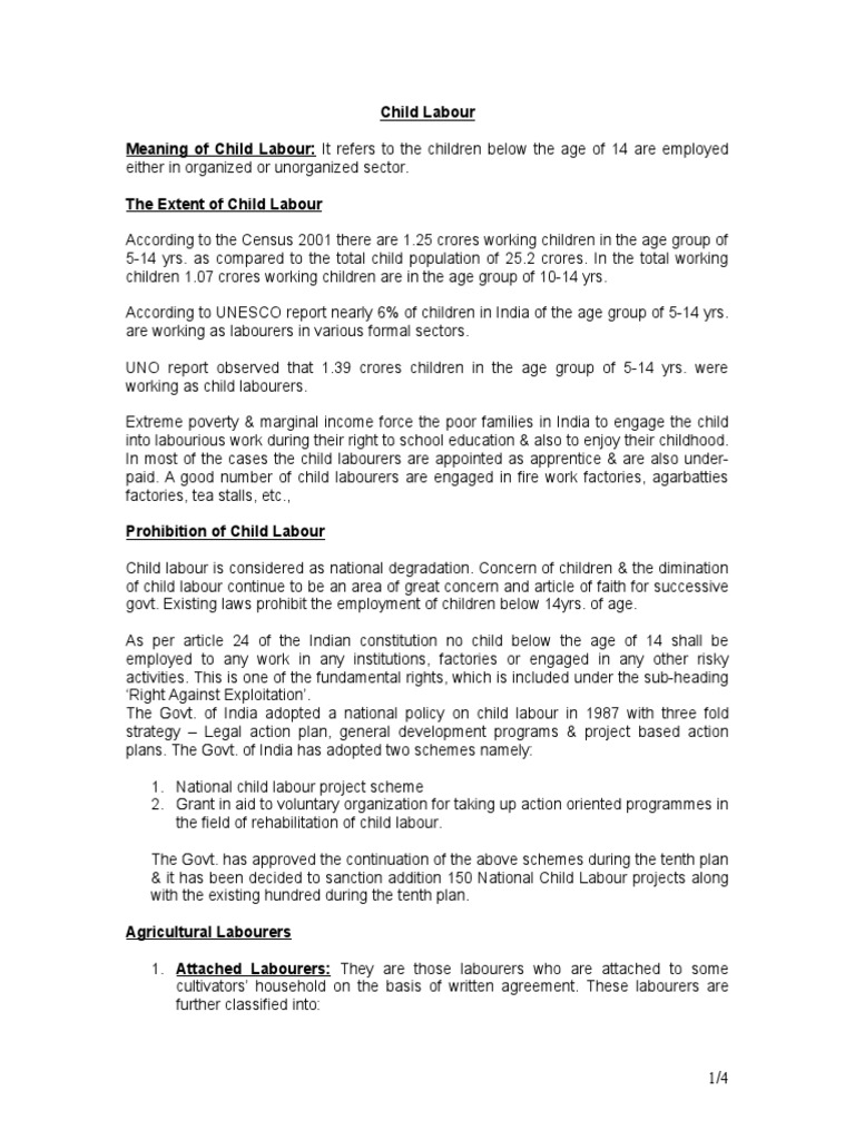Child Labour Meaning of Child Labour It Refers To The Children Below