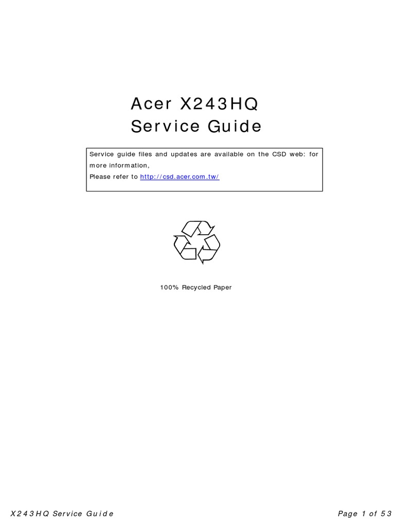 Acer x243hq | PDF | Electrical Connector | Ac Power Plugs And Sockets