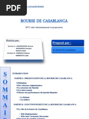 Bourse De Casablanca Bourse Des Valeurs Casablanca