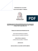 Determinación de Plomo en Diferentes Marcas de Labiales en Barra Por Método de Absorción Atómica Con Llama y Emisión Atómica Con Plasma Inductivo PDF