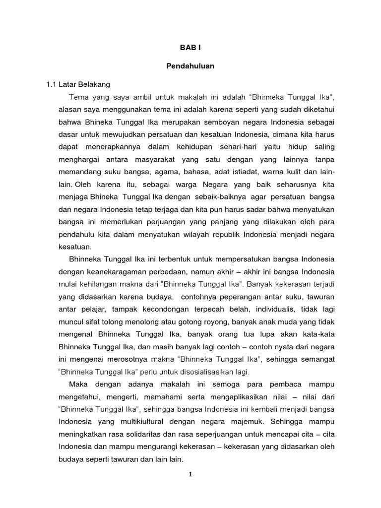Contoh Kata Pengantar Untuk Makalah Pkn Tentang Bhineka Tunggal Ika