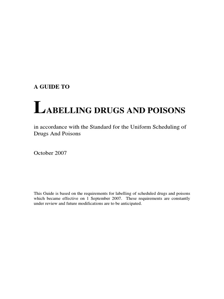 Labelling Drugs Poisons Guide PDF Pharmaceutical Drug Dangerous Goods