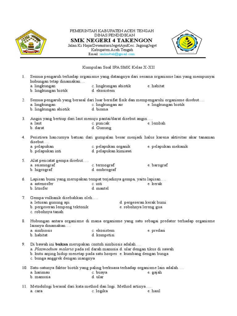 kumpulan soal ipa smk kelas xxii.doc