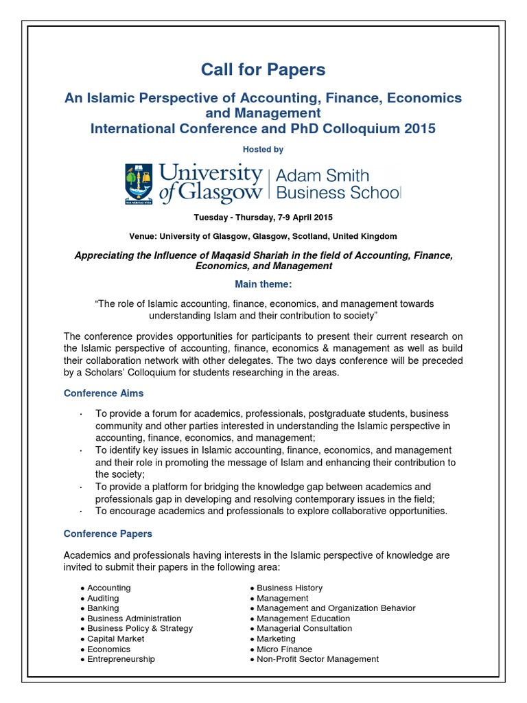 Call for Papers Economics Accounting